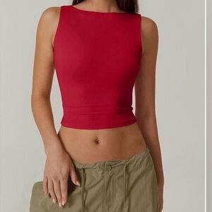 QINSEN Women's Sexy Open Back Sleeveless Crop Tank High Neck Slim Fit Cropped .